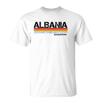 Albania Retro Vintage Stripes Men And Women T-Shirt - Seseable