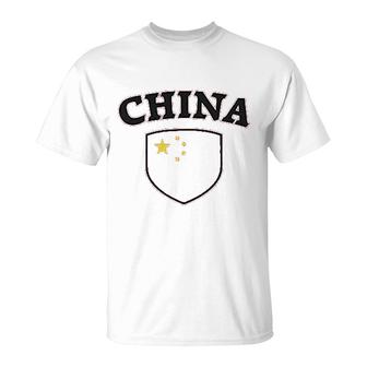 Amdesco China Flag Shield Chinese Pride T-Shirt - Monsterry AU