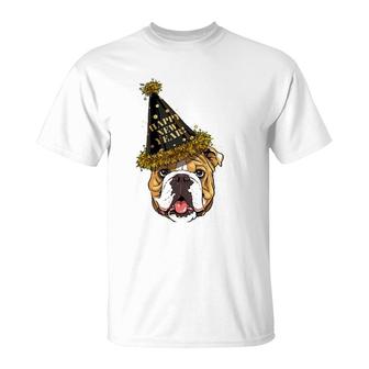 American Bulldog Happy New Year 2023 Dog New Years Eve Party T-Shirt | Mazezy