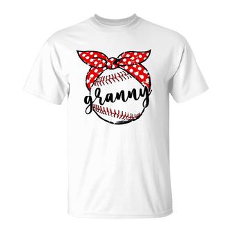 Baseball Granny Funny Polka Dots Bandana Baseball Mothers Day T-Shirt | Mazezy