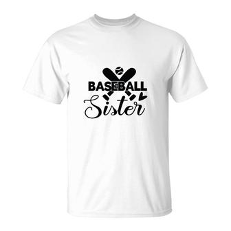 Baseball Sister Black Gift Idea Ball T-Shirt - Seseable