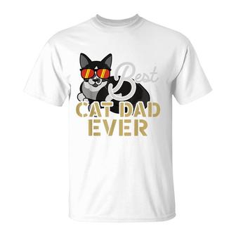 Best Cat Dad Ever Cool Funny Best Friend Cat Daddy T-Shirt - Seseable