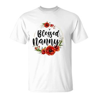 Blessed Nanny Floral Flower Mom Grandma Mothers Day T-Shirt - Seseable