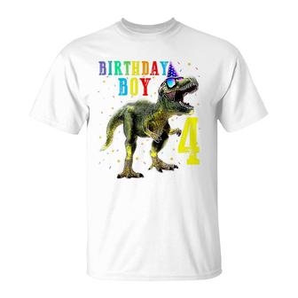 Boys Rawr Im 4 4Th Birthday Dinosaur T-Shirt - Seseable