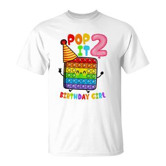 Colorful Gameboard 2Nd Fidget Pop It Birthday Girl Party T-Shirt - Seseable