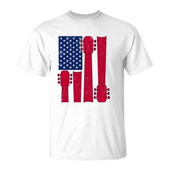 Cool Guitar Player Guitarist I Us American Flag Guitars T-Shirt | Seseable CA