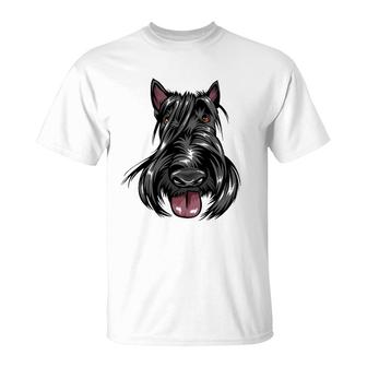 Cool Scottish Terrier Face Dog T-Shirt