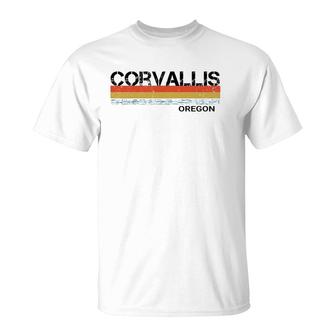 Corvallis Oregon Vintage Retro Stripes T-Shirt - Seseable