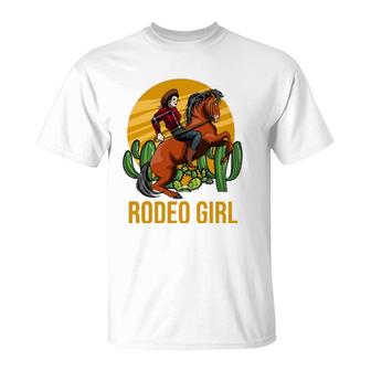 Cowgirl Horse Riding Horsewoman Western Rodeo Girl T-Shirt | Mazezy