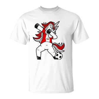 Dabbing Soccer Unicorn Peru Peruvians Football T-Shirt | Mazezy