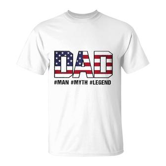 Dad Print USA Flag Impression New Letters T-Shirt - Seseable