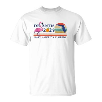 Desantis 2024 Make America Florida Flamingo Vintage Retro T-Shirt - Seseable