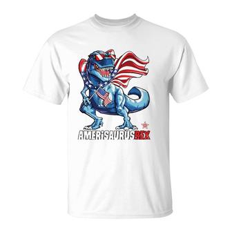 Dinosaur American Flag 4Th Of July Amerisaurusrex Essential T-Shirt - Seseable