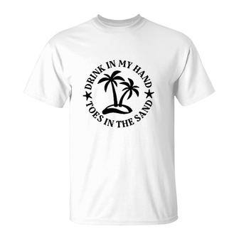 Drink In My Hand Toes In The Sand Graphic Circle T-Shirt - Seseable