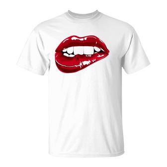 Enjoy Cool Women Graphic Lips Tee S Women Red Lips Fun T-Shirt | Mazezy UK