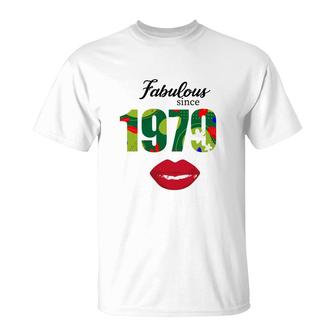 Fabulous Since 1979 43Th Birthday 1979 Red Lip T-Shirt - Seseable