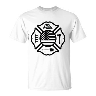 Firefighter Usa Flag Meaningful Gift For Firefighter T-Shirt - Seseable