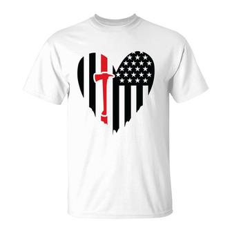 Firefighter Usa Flag Red Meaningful Gift For Firefighter T-Shirt - Seseable