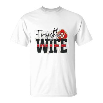 Firefighter Wife Proud Job Title T-Shirt - Seseable