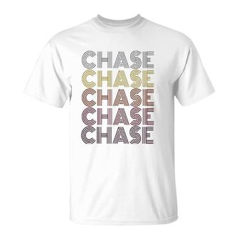 First Name Chase Retro Pattern Vintage Style T-Shirt | Mazezy