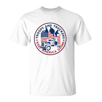 Freedom Convoy 2022 Troops And Truckers Keep America Going T-Shirt | Mazezy