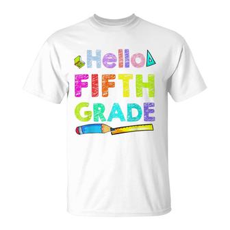 Funny Back To School Hello Fifth Grade 5Th Grade For Kids T-Shirt - Seseable