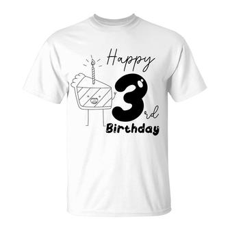 Happy 3Rd Birthday With Cute Cake And Sweet Party T-Shirt - Seseable