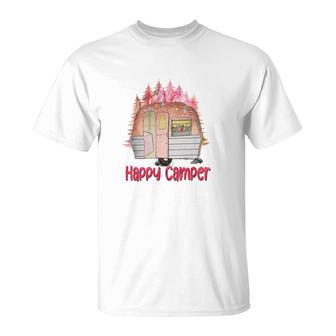 Happy Camper Freedom Soul Colorful Camp Life Design T-Shirt - Seseable