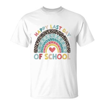 Happy Last Day Of School Rainbow Students And Teachers Kids T-Shirt - Seseable
