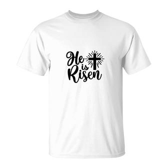 He Is Risen Bible Verse Black Graphic Great Christian T-Shirt | Seseable UK