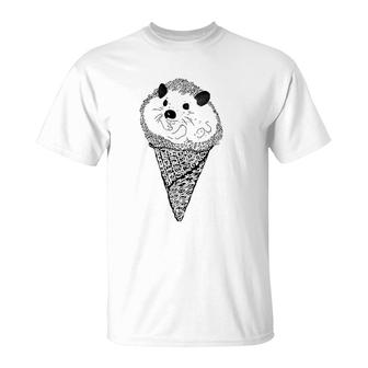 Hedgie Cone Funny Hedgehog Ice Cream Graphic T-Shirt | Mazezy