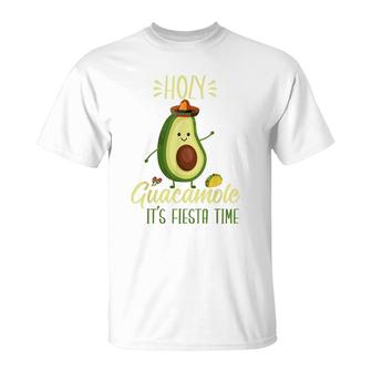 Holy Guacamole Its Fiesta Time Funny Avocado Cinco De Mayo T-Shirt - Seseable