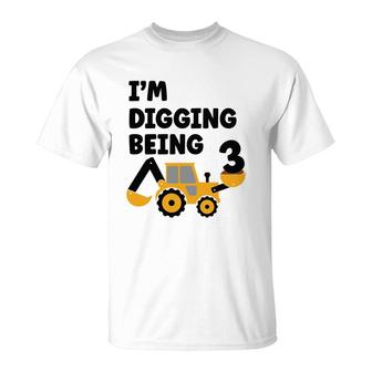 I Am Digging Beiing 3 Years Old And Congratuations 3Rd Birthday T-Shirt - Seseable