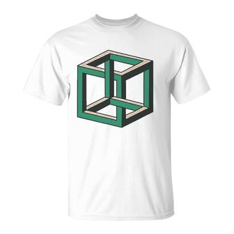 Impossible Cube Optical Illusion Tee T-Shirt | Mazezy