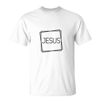 Jesus Frame Bible Verse Black Graphic Great Christian T-Shirt - Seseable