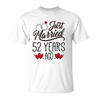 Just Married 52 Years Ago Funny Couple 52Nd Anniversary Gift T-Shirt | Mazezy