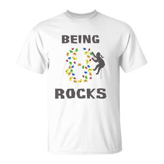 Kids Being 8 Years Old Rocks Girl Rock Climber 8Th Birthday T-Shirt | Mazezy