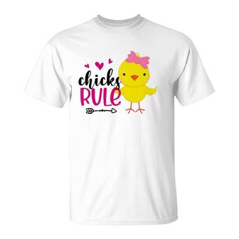 Kids Chicks Rule Cute Chicken Baby Chicken Happy Easter Day T-Shirt | Mazezy