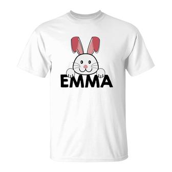 Kids Easter Bunny Egg Hunt Customized Emma T-Shirt - Monsterry