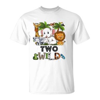 Kids Two Wild Zoo Theme Birthday Safari Jungle Matching Party T-Shirt | Mazezy