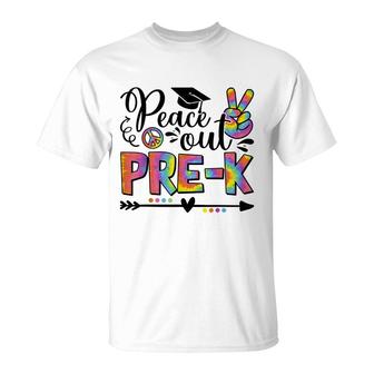 Last Day Of School Peace Out Pre-K Teacher Kids Tie Dye T-Shirt - Seseable