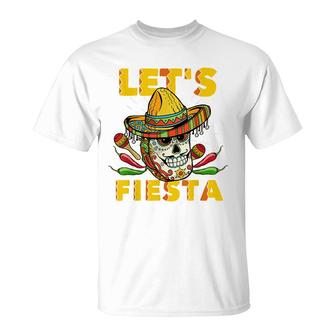Lets Fiesta Cinco De Mayo Mexican Theme Party Guitar Lover T-Shirt - Seseable