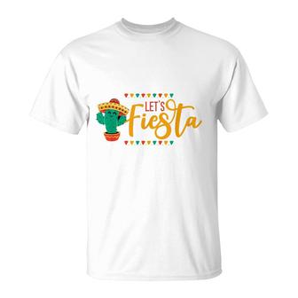 Lets Fiesta Cinco De Mayo Mexican Theme Party Guitar Lover T-Shirt - Seseable