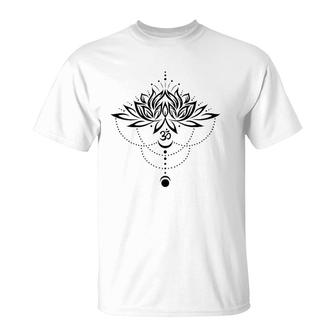 Lotus Flower Om Symbol Yoga Lovers Meditation Moon Gift Idea T-Shirt | Mazezy AU