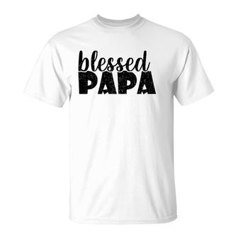 Mens Papa Grandpa Proud New Dad Blessed Papa Fathers Day T-Shirt - Seseable