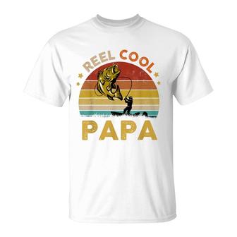 Mens Reel Cool Papa Fisherman Dad Papa Fathers Day Fishing T-Shirt - Seseable
