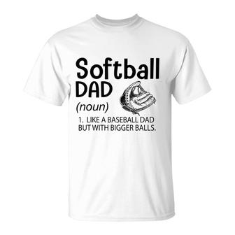 Mens Softball Dad Like A Baseball Dad But With Bigger Balls T-Shirt - Seseable
