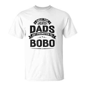 Mens The Greatest Dads Get Promoted To Bobo Grandpa- T-Shirt - Seseable