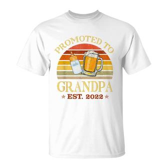 Mens Vintage Promoted To Grandpa Est 2022 Fathers Day T-Shirt - Seseable