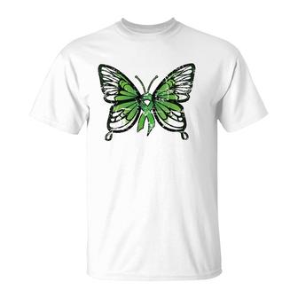 Mental Health Awareness Green Ribbon Butterfly T-Shirt - Seseable